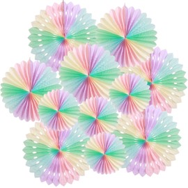 SUNBEAUTY Pack of 11 Colourful Paper Fans Decoration Paper Flowers for Hanging Paper Fans Party Decoration Set for Easter Decoration Wedding Birthday Decoration Table Decoration Baby Shower Spring