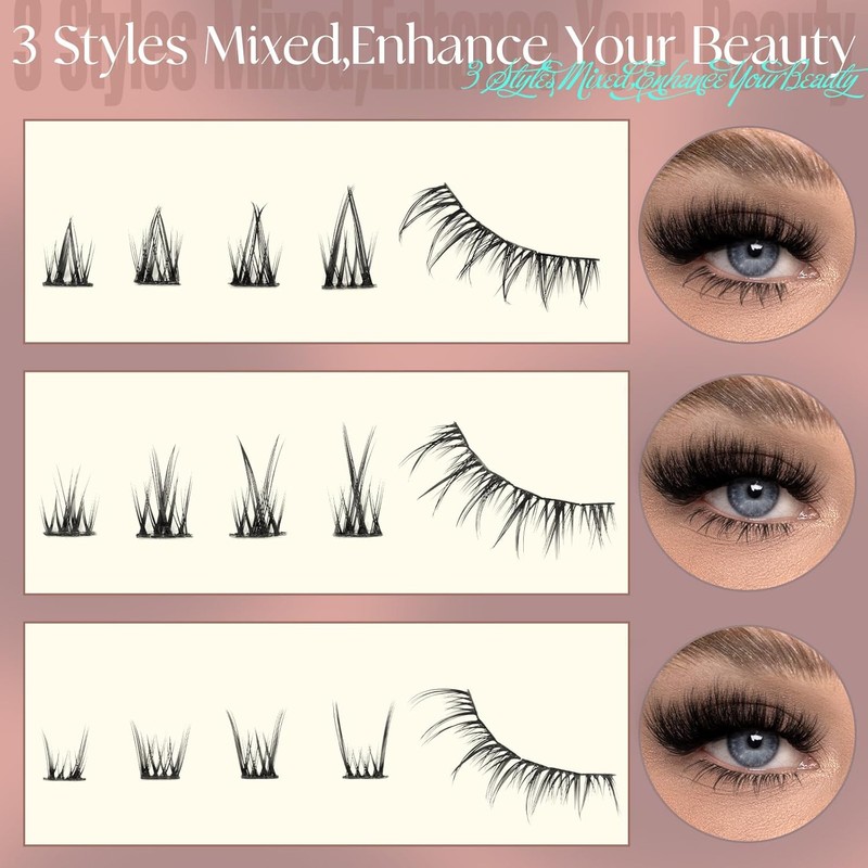 ZANLUFLY Natural Lower Eyelashes DIY Cluster Extensions - Wispy Bottom