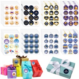 KIKVTER Eid Mubarak Stickers, 576 Pieces Ramadan Stickers, Eid Mubarak Sticker Stickers, Muslim Adhesive Label Stickers, Party Decoration Stickers for Gift Wrapping, Candy Stickers