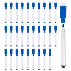 PATIKIL Whiteboard Marker Pens 100 Pack Blue Ink Fine Tip with Eraser Cap for Office Home Classroom White Pen Handle