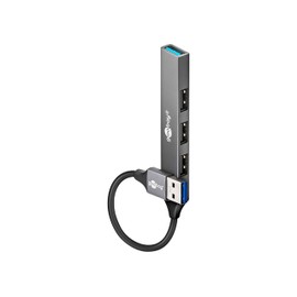 goobay 4-Port USB 3.2 Hub Slim/USB Multiple Plug, USB Distributor, USB Hub / 5 Gbits USB Splitter/Slim USB-A to 4-Way USB-A Multiport Adapter USB 3.0 Hub / 74456