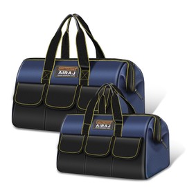 Tool Bag 2-Pack Set | AIRAJ 14" & 18" Portable Tool Storage Bag | Wide Mouth Tool Bags for Men and Women | Small Tool Tote | Tool Organizer for Home Repairs,Garage Storage,Professional Work | Tool Box