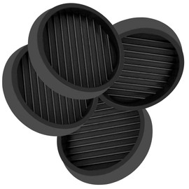 2inch Non Slip Furniture Pads- Rubber Anti Skid Caster Cups, Leg Coasters- Couch, Chair, Feet, and Bed Stoppers- Anti-Sliding Floor Protectors (4, Round Black)