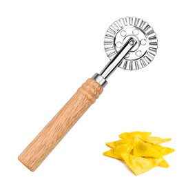 XINBADA Long Handle Large Cutter Wheel - Exquisite Wooden Handle, Perfect for Pasta, Pizza, Ravioli, Cookie - Versatile Crinkle and Biscuit Cutter for Effortless Slicing