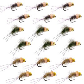 Thor Outdoor Pink Squirrel Fly - 18 Pc Set, Assorted, Hook Size #16 - BH Wet Fishing Flies for Steelhead Trout, Salmon, Panfish, Bluegill