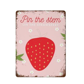 Funny Pin The Tail Game Print Strawberry Berry First Birthday Party Game Berry Sweet Strawberry Party Decor Sign Retro Metal Tin Sign Vintage Aluminum Sign For Home Coffee Wall Decor 8x12 Inch