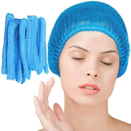 Disposable Bouffant Caps 100 Pcs,21inches Hair Net, Elastic Dust Cap for Food Service, Kitchen Head Cover (Blue)