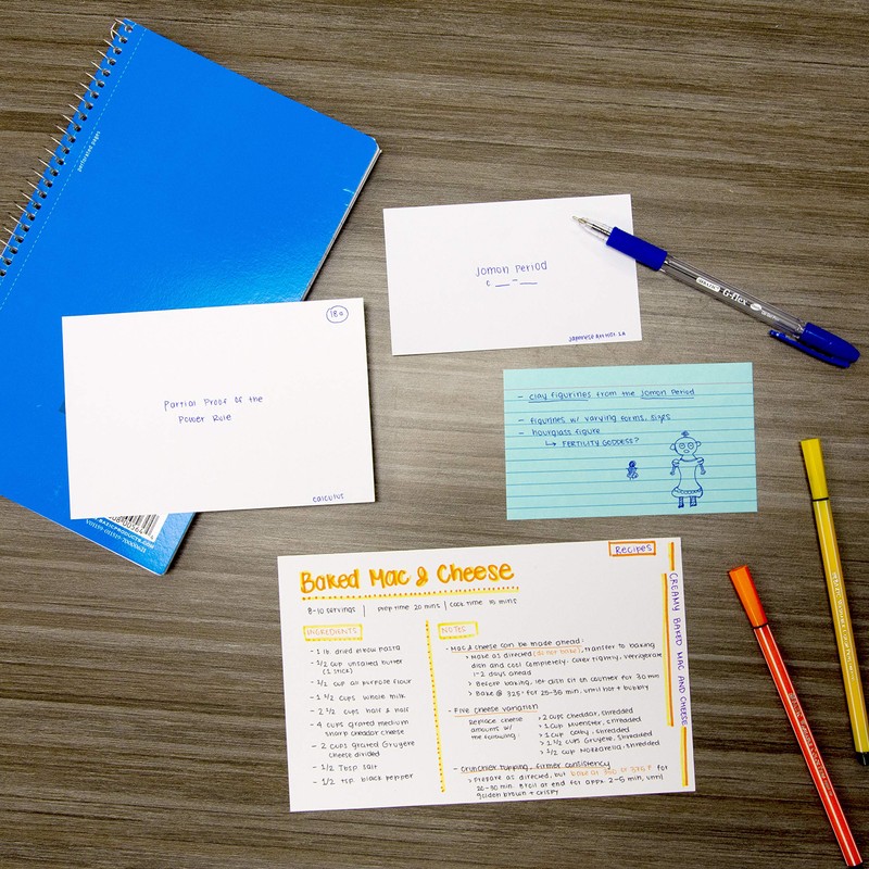 BAZIC Ruled Index Cards 3" X 5" 100 Count, White
