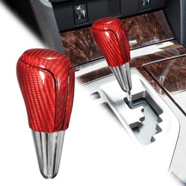 nuoozy Genuine Carbon Fiber Gear Shift Knob Cover Compatible with Toyota RAV4 Camry Corolla Highlander Yaris Prius C Manual Transmission Shift Lever Knob Head Vehicle Modified Replacement Parts Red