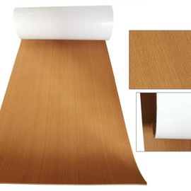 DIFU EVA Foam Floor Mat - Teak Floor Slip-Proof Water-Proof Self-Adhesive Decking Flooring Carpet Sheet Pad for RV Yacht Boat Ship 94.5''x35.4 x0.24'' (Brown Without Stripes)