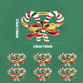 Christmas Napkin Rings Gold,6PCS Bow Bowknot Candy Canes Napkin Holders for Tables,Metal Dinner Napkin Buckle Holder for Christmas Table Decoration Party Thanksgiving Party Holiday Wedding