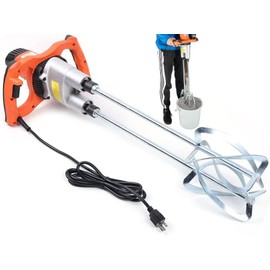 Electric Mortar Mixer,Anti-Slip Handheld Double Paddle Mortar Mixer Dual High Low Gear Speed Paint Cement Grout 1600W 1800W Mixer Stirring Tool for Stirring Plaster Mortar Paint Cement Grout (1800W)