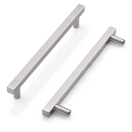 Probrico Cabinet Handles-Pack of 20 Satin Nickel 6-1/4inch (160mm) Hole Centers Square T Bar Kitchen Cabinet Handles Drawer Pulls for Kitchen Furniture Hardware
