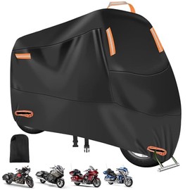 Funda para Moto Impermeable, 210D Tela Oxford Cubierta de Motocicleta Resistente al Viento Cubierta Protector para Moto Exterior Interior con 4 Tiras 