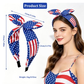 YUEELI 4 Pack 4th of July Headbands for Women Girls, Patriotic American Flag Knotted Bow Headbands, Red White Blue Star Stripe Hair Accessories for Independence Day Memorial Day Parade Party Favors