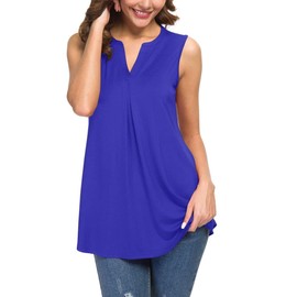 Neineiwu Tank Tops Women's Sleeveless V-Neck Blouse Elegant Tank Top for Summer, royal blue