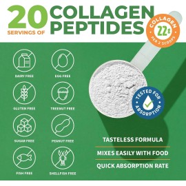 ForestLeaf Collagen Peptides Powder Unflavored Grass Fed Type 1 2 3 Protein 16oz