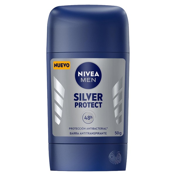 NIVEA MEN Antitranspirante Antibacterial Silver Protect (50 g) Desodorante con iones de plata y protección por hasta 48 horas
