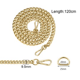 Hazrcvr Bag Chain, Pack of 4, Chain Bag, Silver Gold with Carabiner Hook, D Ring Chain, Carry Strap, Metal Shoulder Strap, Chain Strap, Shoulder Strap for Women, Bags, Shoulder Bag, Handbags