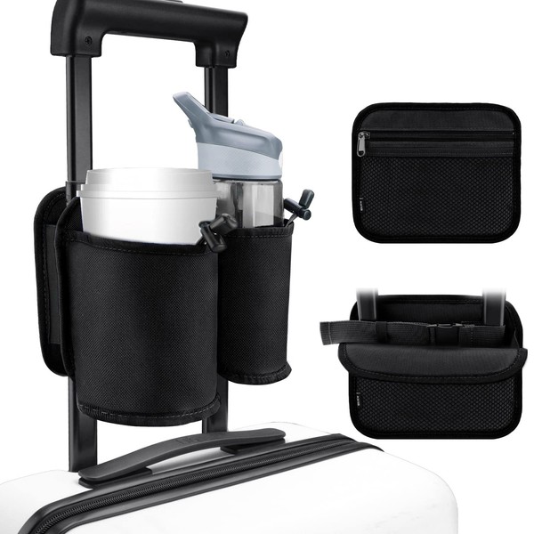 WALNEW Luggage Travel Cup Holders Fits Roll on Suitcase Handles