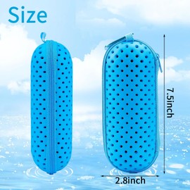 IHLOOTD Swimming goggles case, swim glasses case, hard case, protective glasses case with carabiner and drainage holes, for swimming goggles, sunglasses, unisex (navy blue)