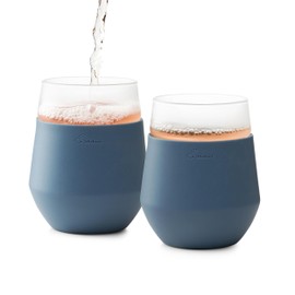 Rabbit Wine Freezable Glasses Chillable Stemless Wine Glasses, Freeze to Keep Wine Cold Longer, No Dilution, Set of 2, Slate