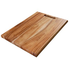 YSTKC Acacia Wood Cutting Board with Hand Grip 15" x 9.7" Inch, Wooden Reversible Chopping Board with Handle for Kitchen Meal Prep Serving, Chopping, Carving Meat, Fruits, Vegetables, Charcuterie
