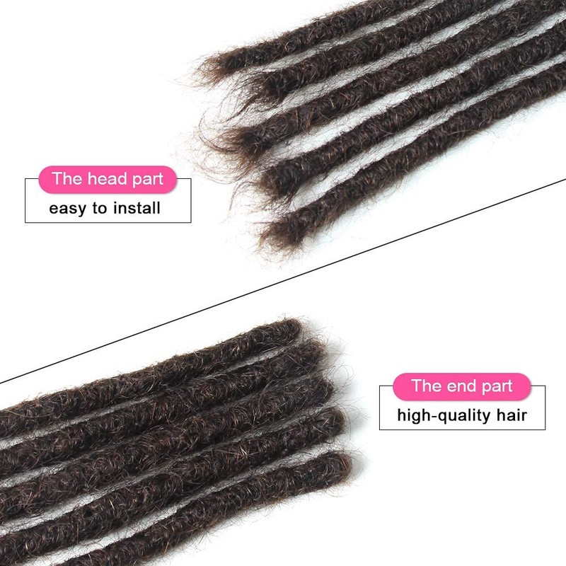 Human Hair Dreadlock Extensions 20 Strands Handmade Crochet Real Hair