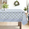 hometrixx Block Print Floral Washable Rectangle Table Cloth Blue 140x180cm