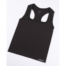 AUROLA Essentials Seamless Sleeveless Raceback Top,Women Subtle Marl Workout Square Neck Fitted Tank,Seal Brown,M