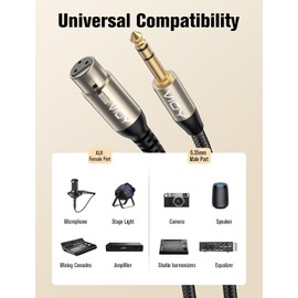 VIOY XLR to 6.35mm Cable 10M, 1/4 Inch TRS to XLR Female Balanced Microphone Cable for Mixers, Amplifiers, Speakers, Dynamic Microphones, CD Players, Electronic Piano, Karaoke Machines