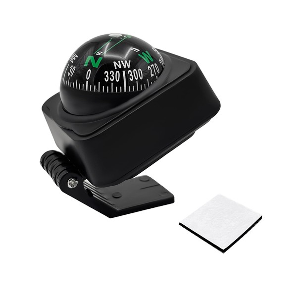 Suvnie Car Compass, Automotive Compass Ball with Adhesive Tape, Adjustable Dashboard Compass to Find Direction, Portable Navigation Guide Ball Car Accessories for Boat Truck