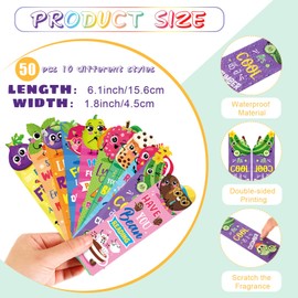 Outus 128 Pcs Inspirational Scented Pencils and Scented Bookmarks Set, Fun Pencils with Cartoon Toppers, Fruit Food Theme Scratch and Sniff Bookmarks Bulk for Reading Supplies(Novel)