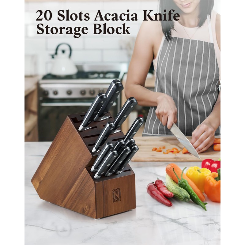 Cook N Home Basics, Acacia Wood Cutlery Storage Block without