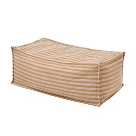 Cadence & Co. Oscar Striped Faux Linen Ottoman Stool Bean Bag Cover Extra Long Bed Support BeanBag Chair Indoor Decorative Pouffe Foot Stool Bench (Cover Only – Beans Not Included) - Natural
