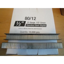 EZE Stainless Steel Upholstery Staples 80 Series 1/2" Crown 1/2" Leg Outdoor No Rust