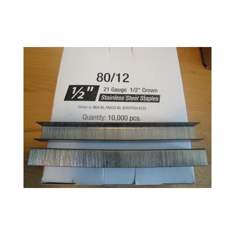 EZE Stainless Steel Upholstery Staples 80 Series 1/2" Crown 1/2"