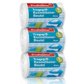 Profissimo 5 Litre 3 Pack 255 3 x 85 Recyclable Polyethylene PE Cosmetic Bin Bags with Carry Handle
