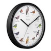 ZEON Birdsong Analogue Wall Clock, with Hourly Birdsong Announcements, Black,
