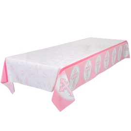 ROYAL BLUEBONNET Pink Baptism Tablecloth -Set of 2- Baptism Party Decorations for Girls, Easter Tablecloth Plastic for 6 or 8 Foot Table, First Communion, Confirmation, Christening Table Cloth