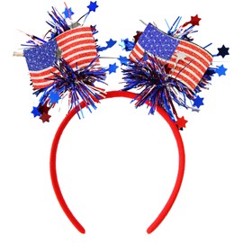 4th of July Headband - Red White Blue American Flag Headbands - Glitter Flag Patriotic Headband for 4th of July Outfits for Women - 4th of July Accessories Independence Day Party Props Decorations