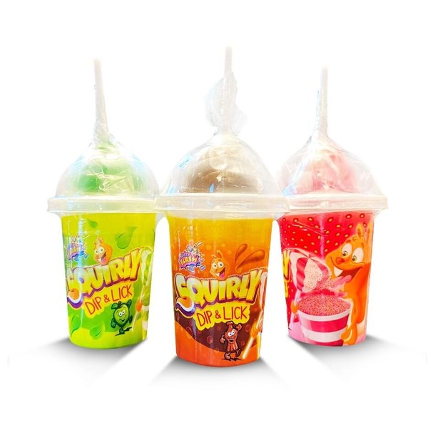 Squirly Dip & Lick Pack of 3 (50g/lolly) - Sour