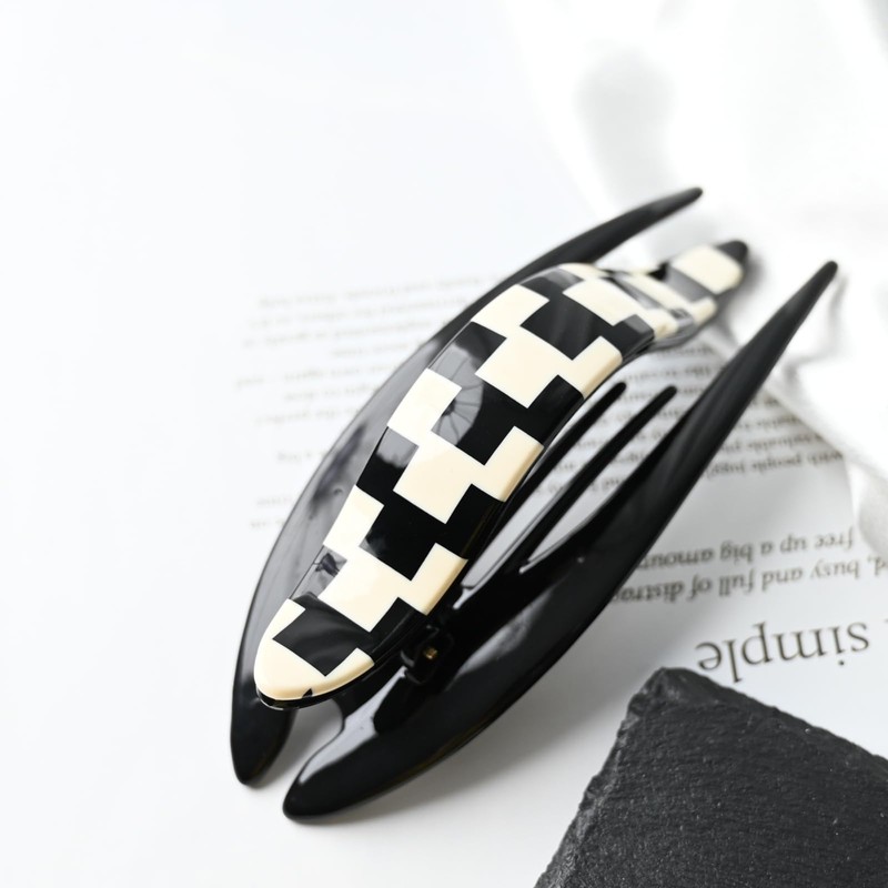 Handmade Celluloid French Design Tortoise Shell Barrettes Side-slide Opening Duck
