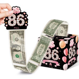 86th Birthday Gifts for Women Men, 86th Birthday Surprise Gift Box, Happy Birthday Money Gift Boxes for Cash, 86th Birthday Party Pink Decorations Supplies（with 35PCS Bags）