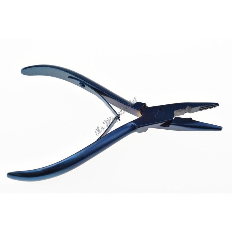 5" Professional Hair Extension Stainless Steel Multifunctional Blue Pliers for