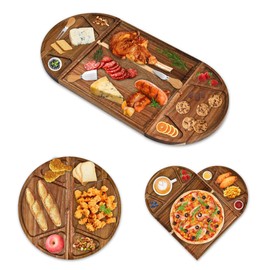 Large Acacia Wood charcuterie Boards & Cheese Board Set(with 4 Cheese Spatula)- Magnetic Splice Design, 26"x13", Versatile Serving Tray & Cutting Board for,Perfect for Entertaining & Gifts Set.