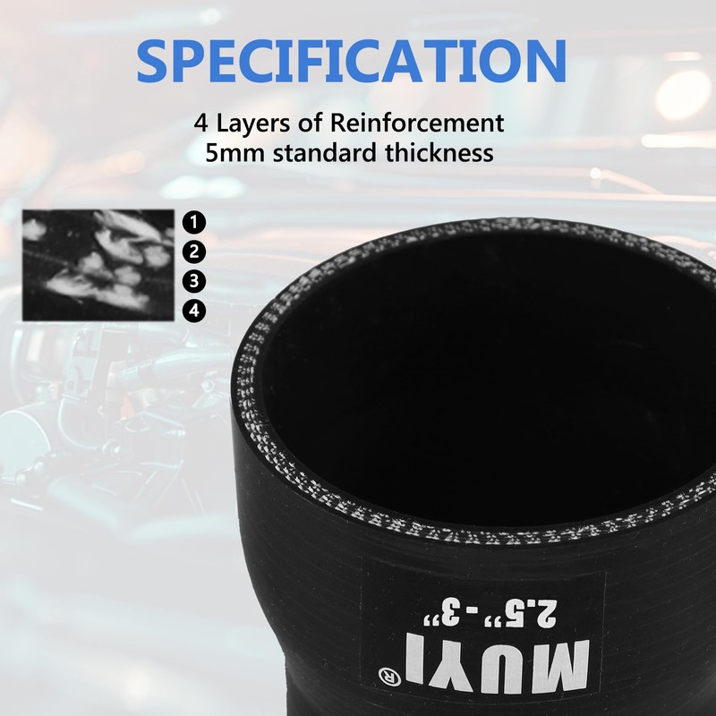 MUYI 2.5" to 3 inches Silicone Reducer Intercooler Tube Kit,