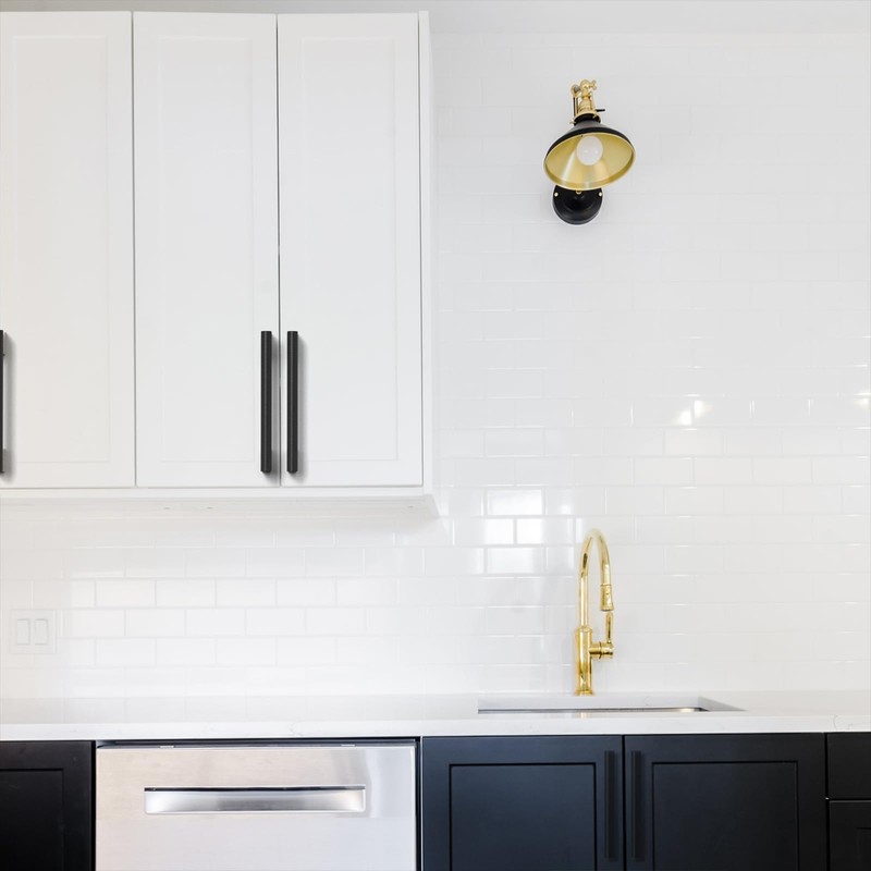 Coinkoly 10 Pack 5"(128mm) Black and Gold Cabinet Pulls Knurled
