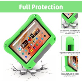 DJ&RPPQ 10 Inch Tablet Protective Case for Children, Protective Case for Tablets with 10 and 10 Plus 2023/2021, Shockproof Grip and Stand, Green