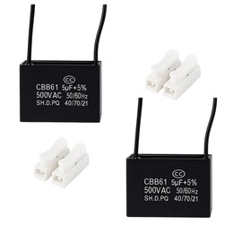 CompStudio 1PC 500V 5UF CBB61 Terminal Ceiling Fan Motor Running Rectangle Capacitor 2 Wires